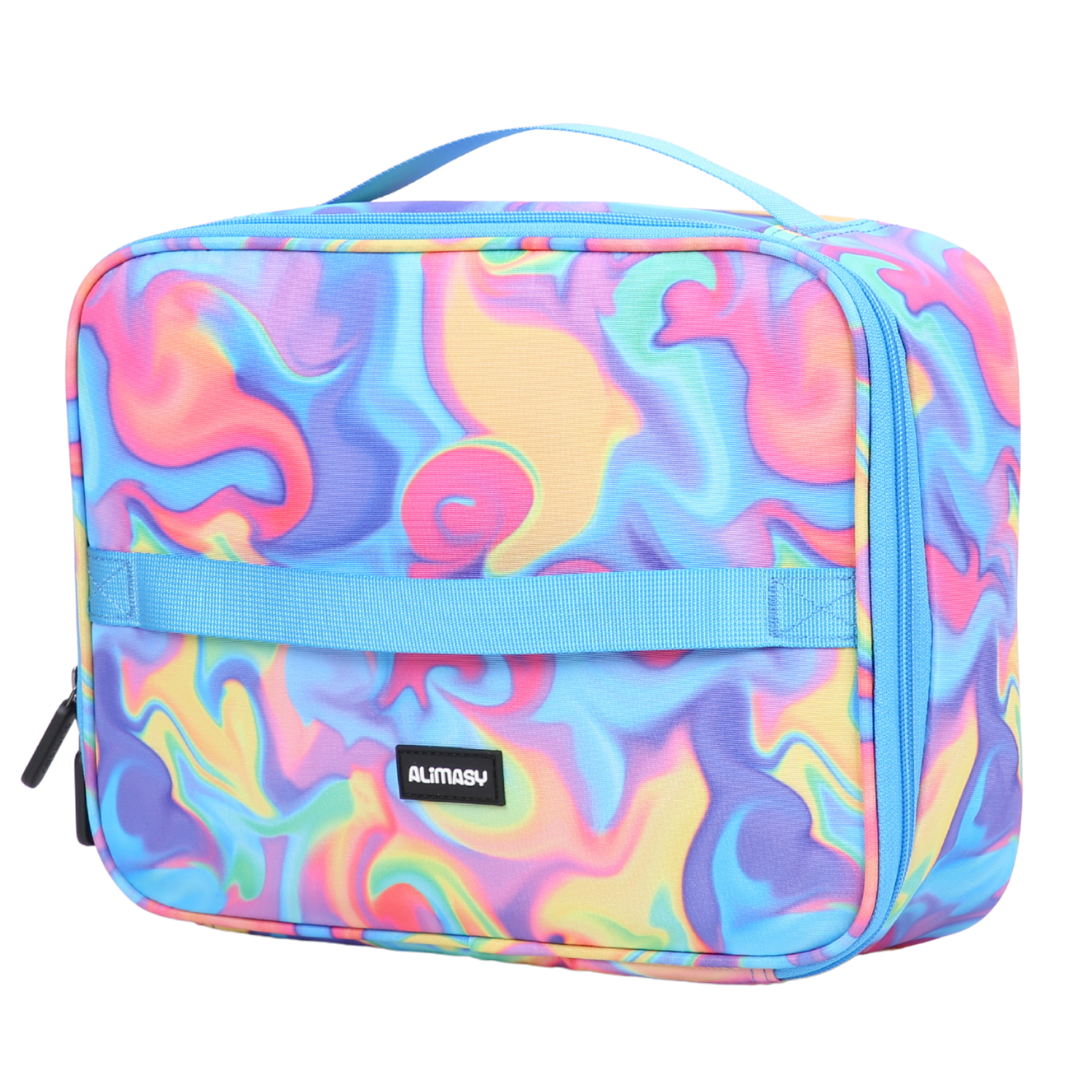 Insulated Lunch Bag Abstract Neon Waves
