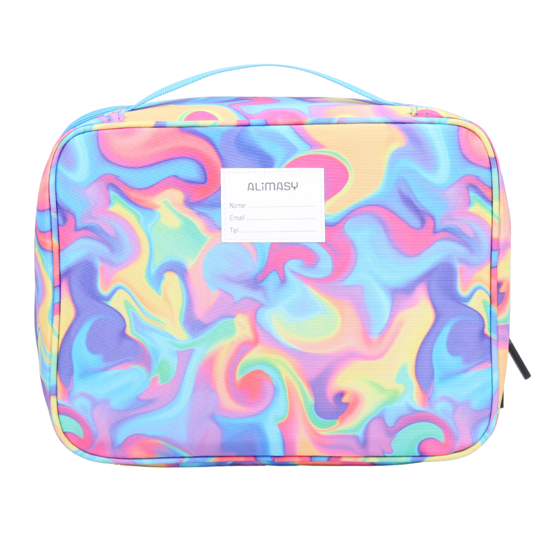 Insulated Lunch Bag Abstract Neon Waves