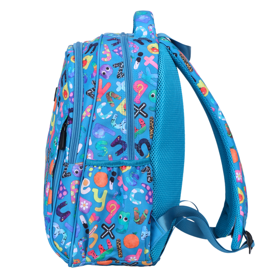 Alphabulous Midsize Kids Backpack side pocket elasticated for secure water bottle storage