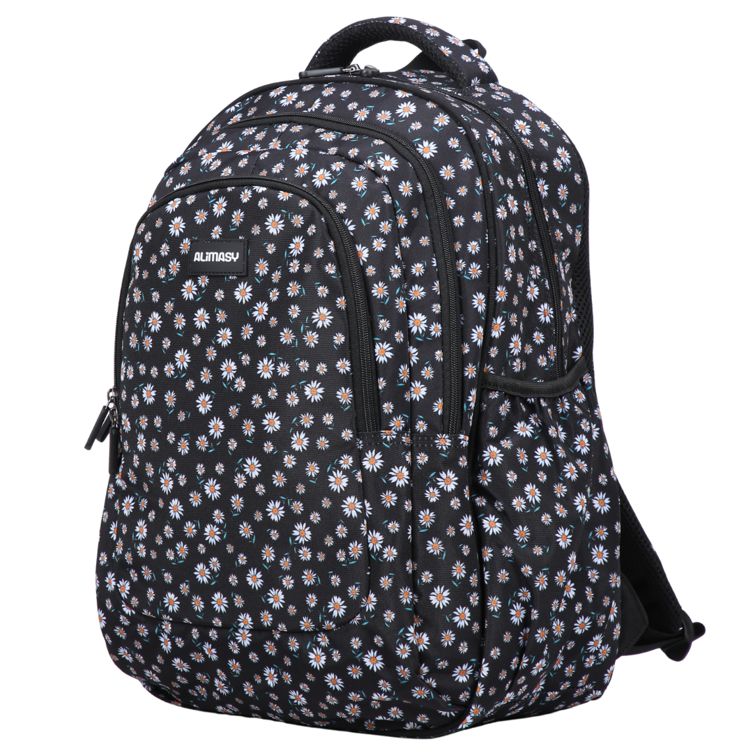 Black Daisies Large Backpack