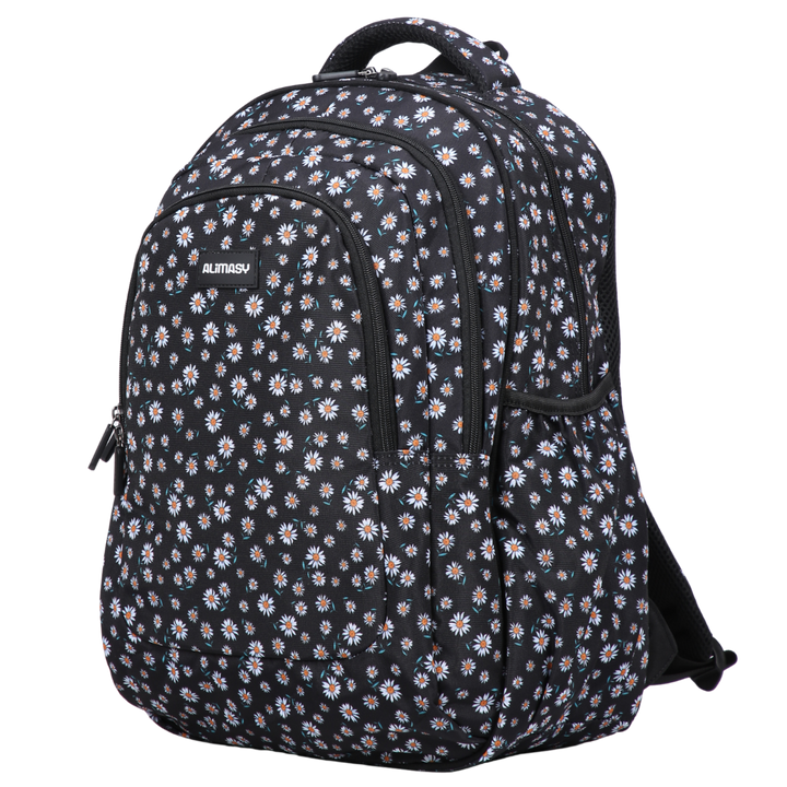 Black Daisies Large Backpack