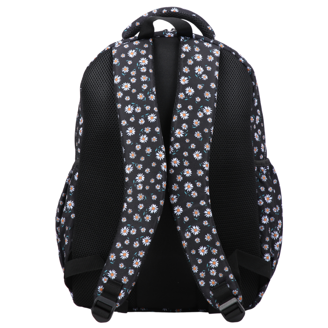 Black Daisies Large Backpack