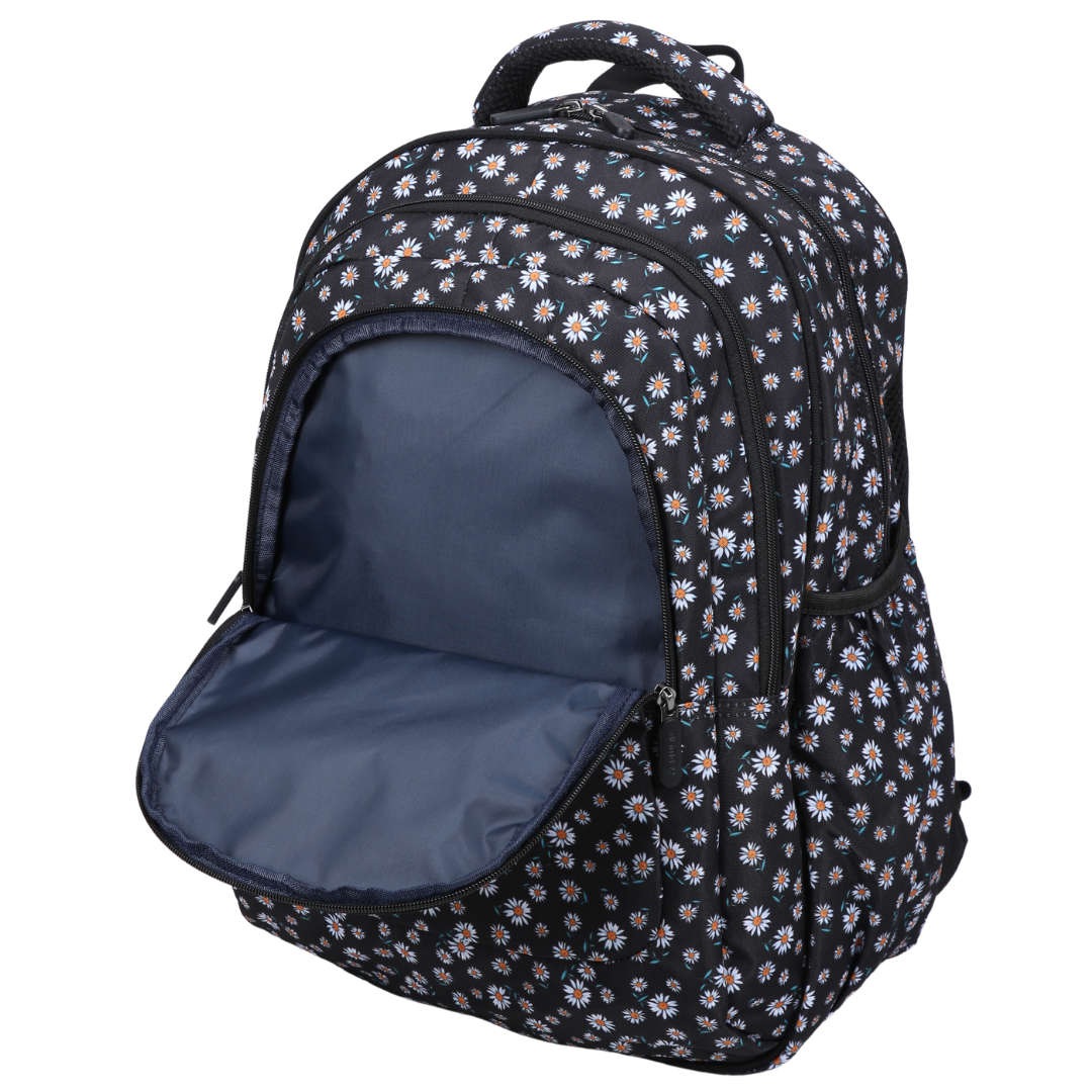 Black Daisies Large Backpack