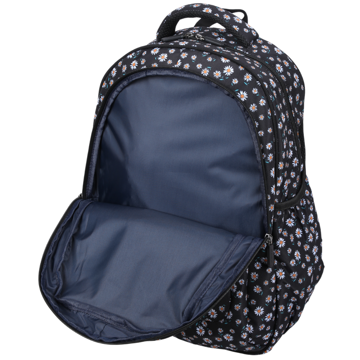 Black Daisies Large Backpack