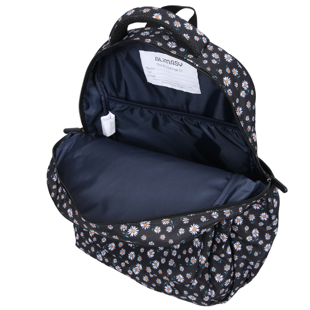 Black Daisies Large Backpack