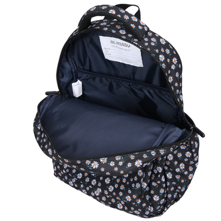 Black Daisies Large Backpack