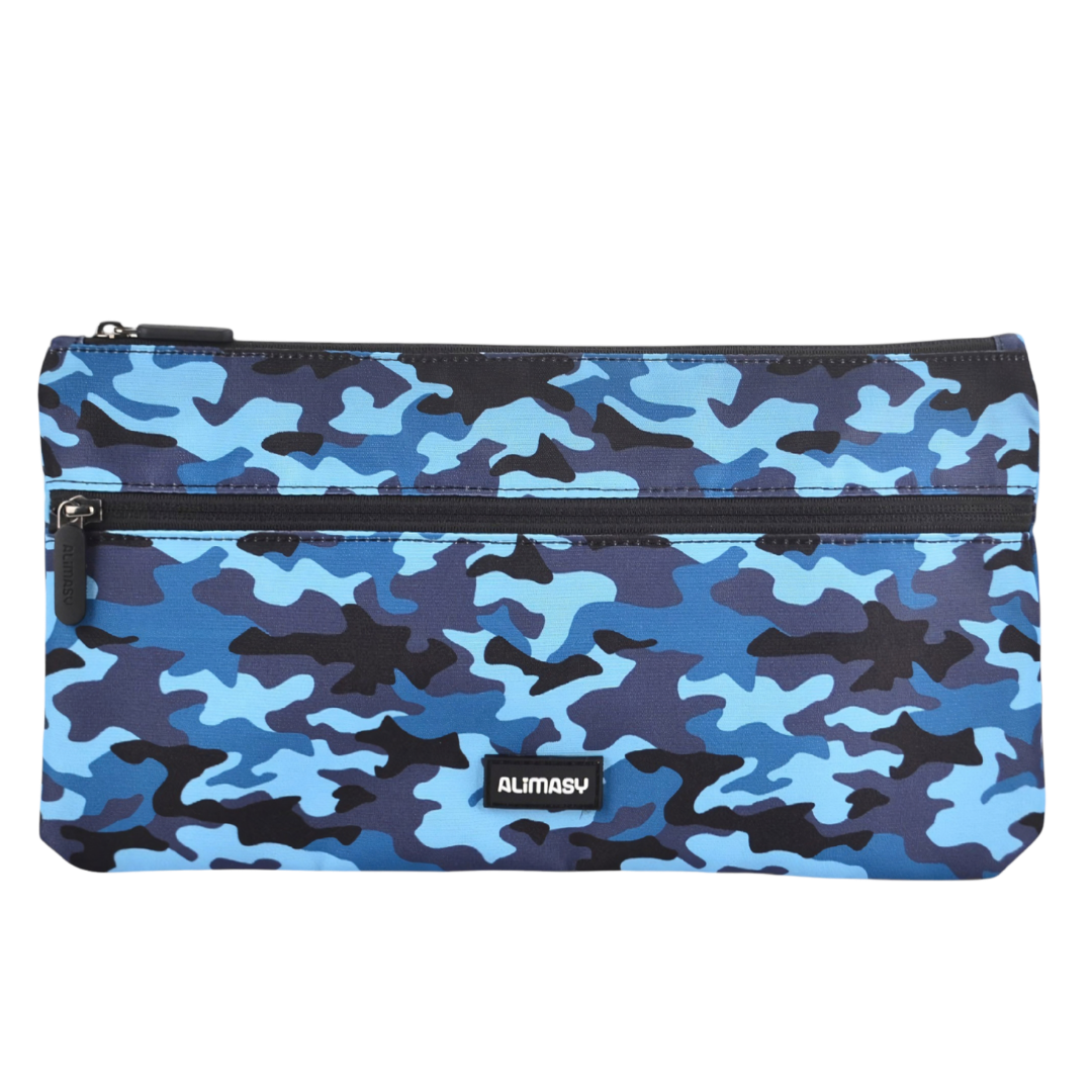 Large School Pencil Case Blue Camouflage - PRE ORDER SHIPPING 9TH NOVEMBER 2026