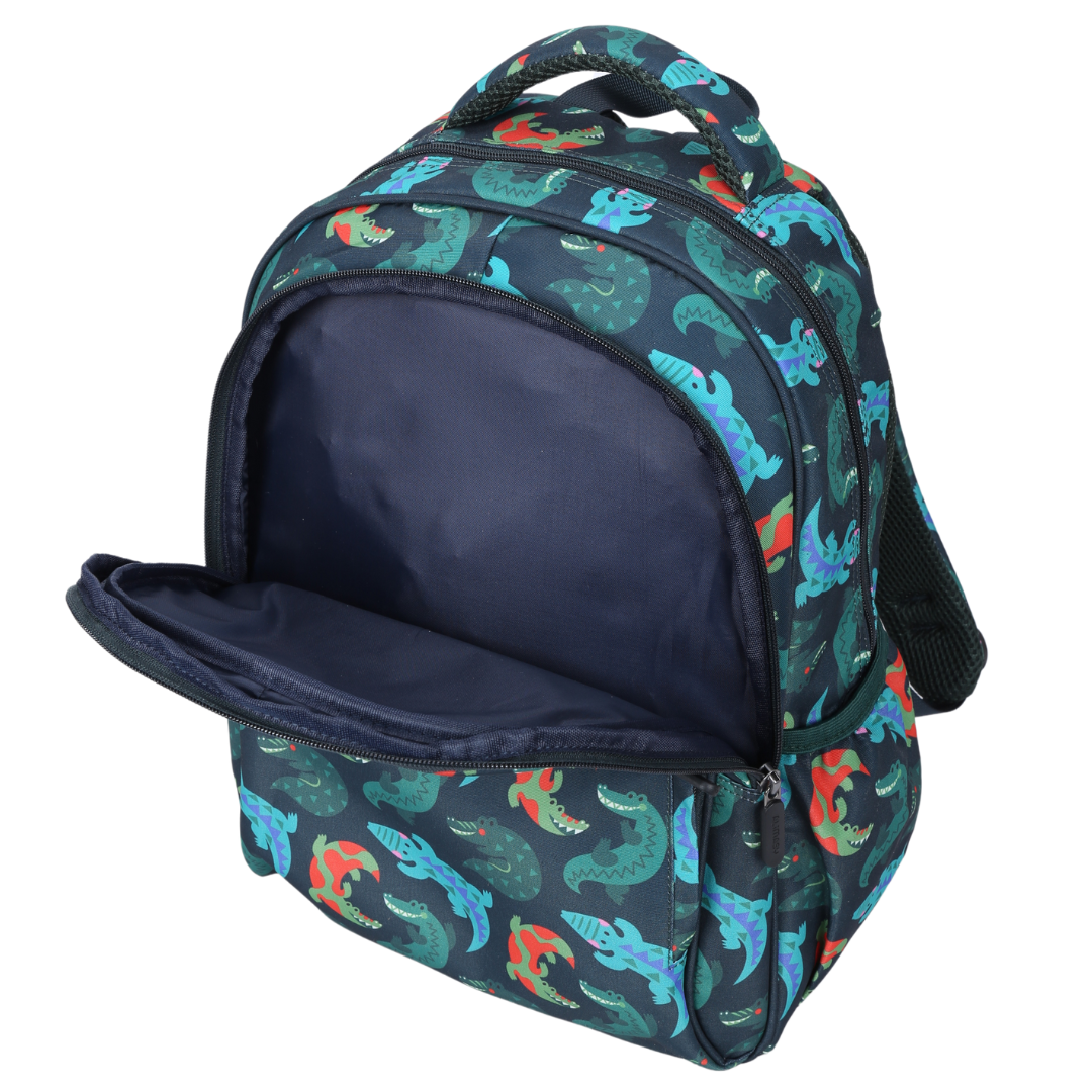 Crocodile Vibe Midsize Kids Backpack close-up print high-quality fabric waterproof midsize kids backpack