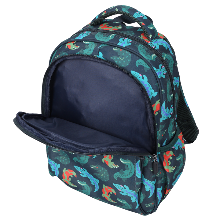 Crocodile Vibe Midsize Kids Backpack close-up print high-quality fabric waterproof midsize kids backpack