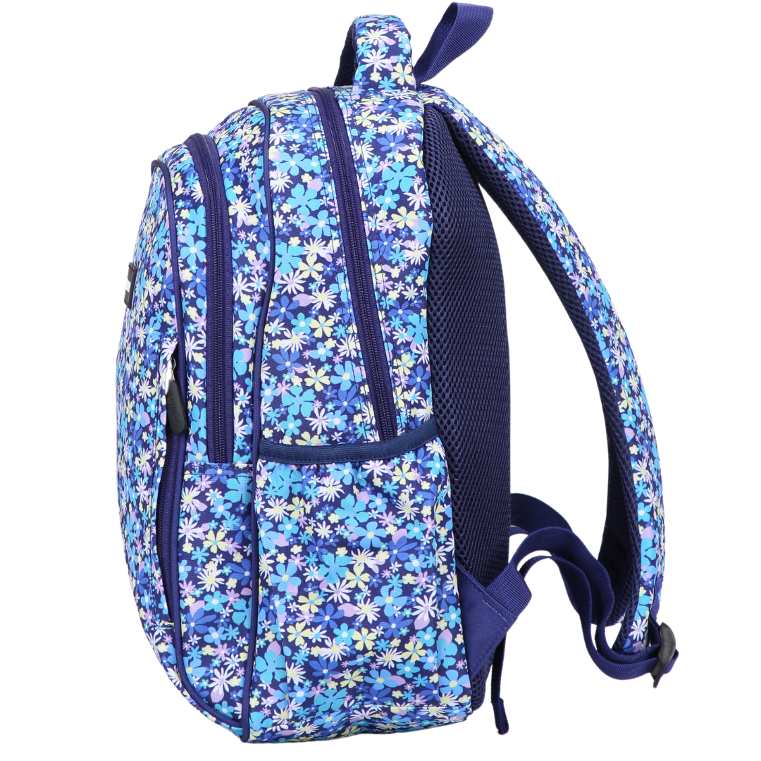 Ditsy Daisy Midsize Kids Backpack side pocket elasticated for secure water bottle storage