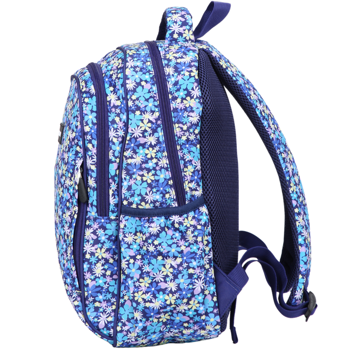 Ditsy Daisy Midsize Kids Backpack side pocket elasticated for secure water bottle storage