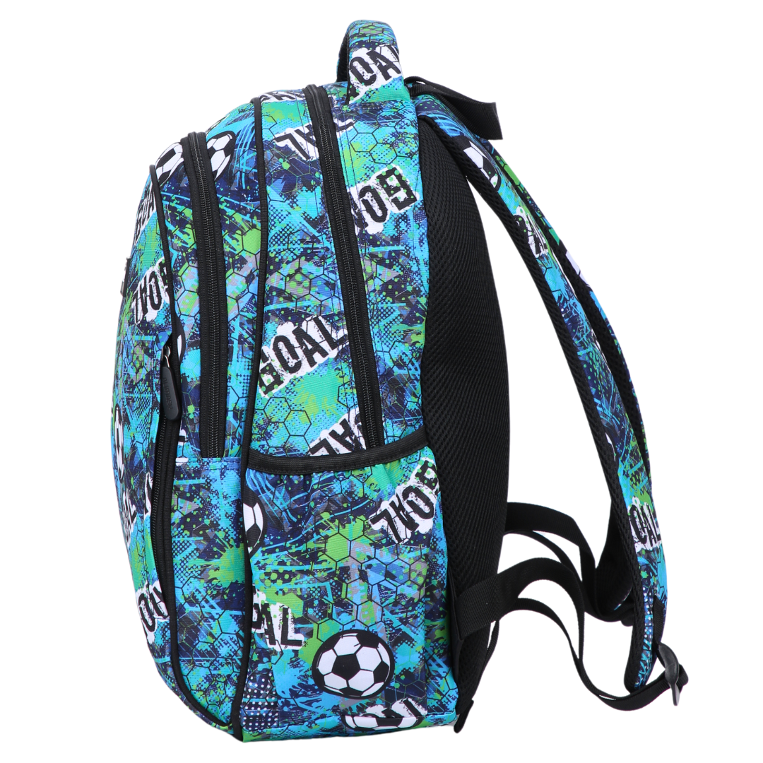 Football Midsize Kids Backpack side pocket elasticated for secure water bottle storage