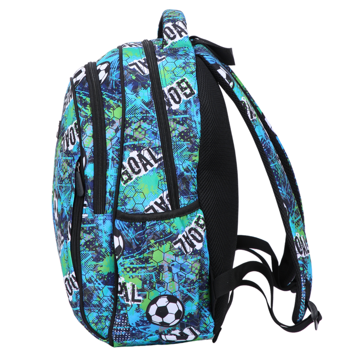 Football Midsize Kids Backpack side pocket elasticated for secure water bottle storage