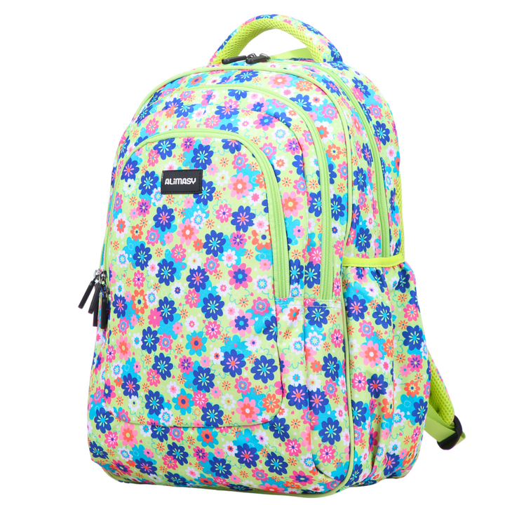 Green Floral Large Backpack
