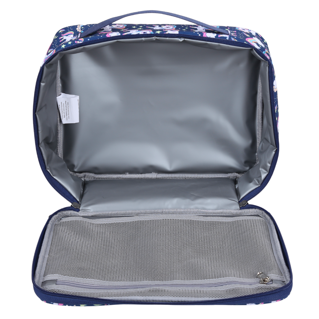 Inside of Alimasy Insulated lunch bag with peva lining and zipped mesh pocket