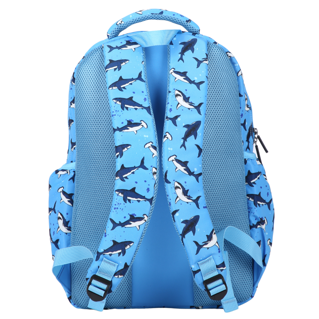 Back view of Sharks Large School Backpack Padded straps and breathable cushions for comfort
