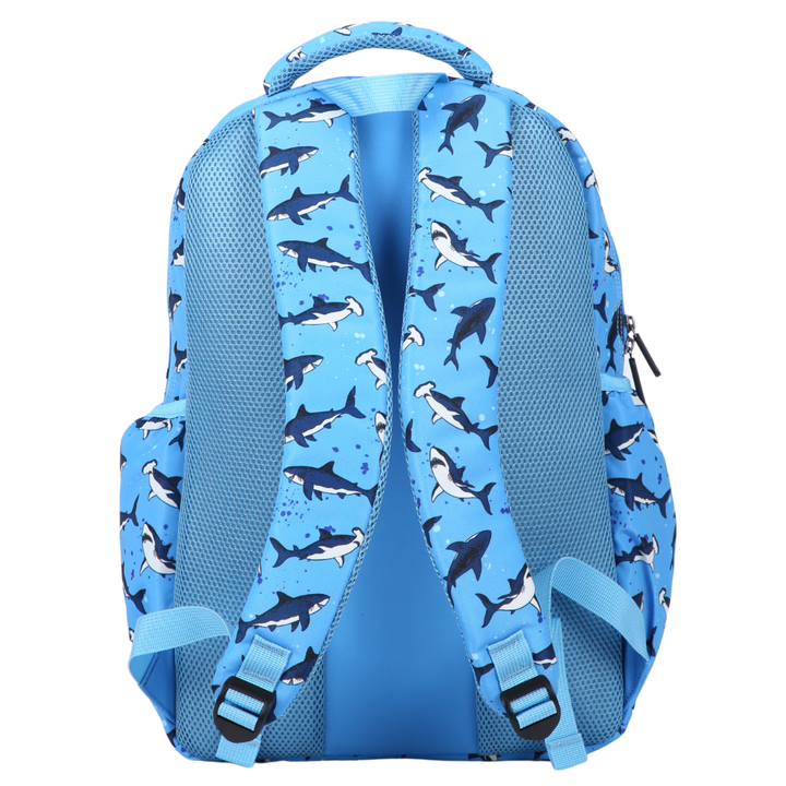 Back view of Sharks Large School Backpack Padded straps and breathable cushions for comfort