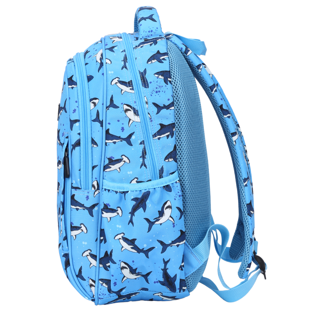 Sharks Midsize Kids Backpack side pocket elasticated for secure water bottle storage