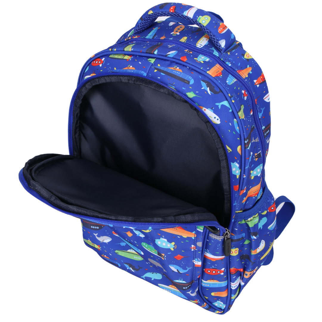 Submarines & Whales Midsize Kids Backpack close-up print high-quality fabric waterproof midsize kids backpack