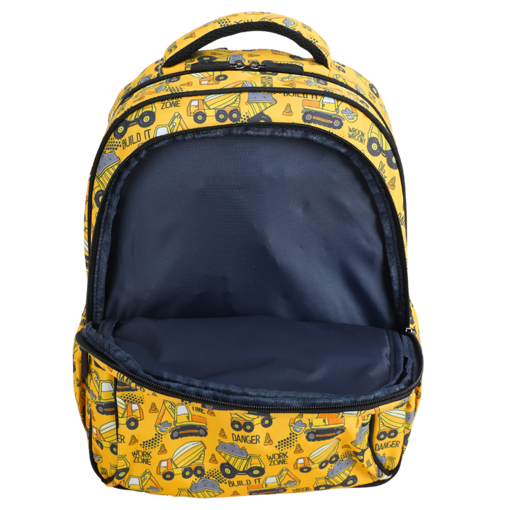 Construction Midsize Kids Backpack close-up print high-quality fabric waterproof midsize kids backpack